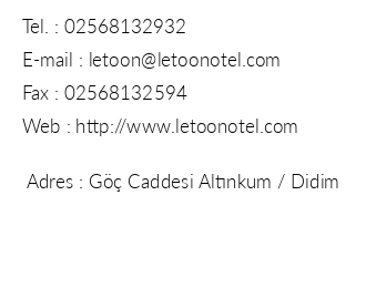 Letoon Hotel iletiim bilgileri